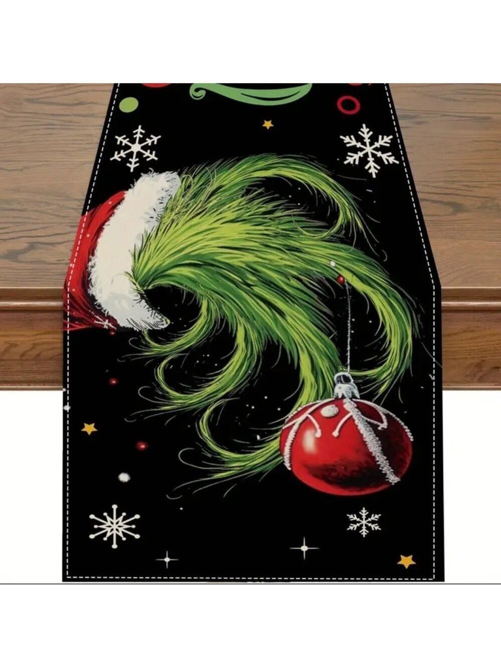 Grinch Green and Red Holiday Table Runner 13x36